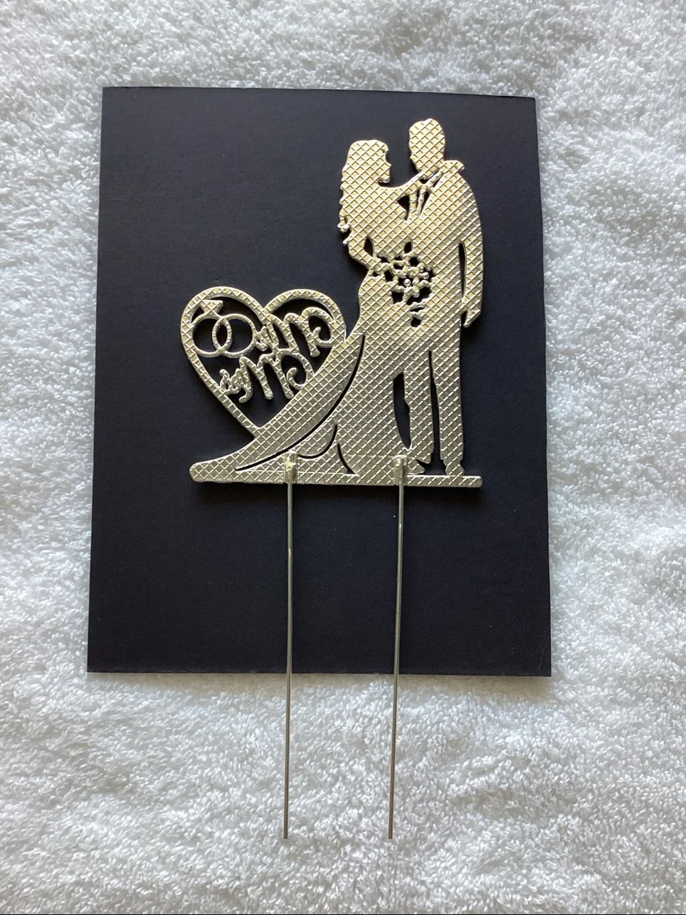 Elegant Silver Mr & Mrs Silhouette Cake Topper